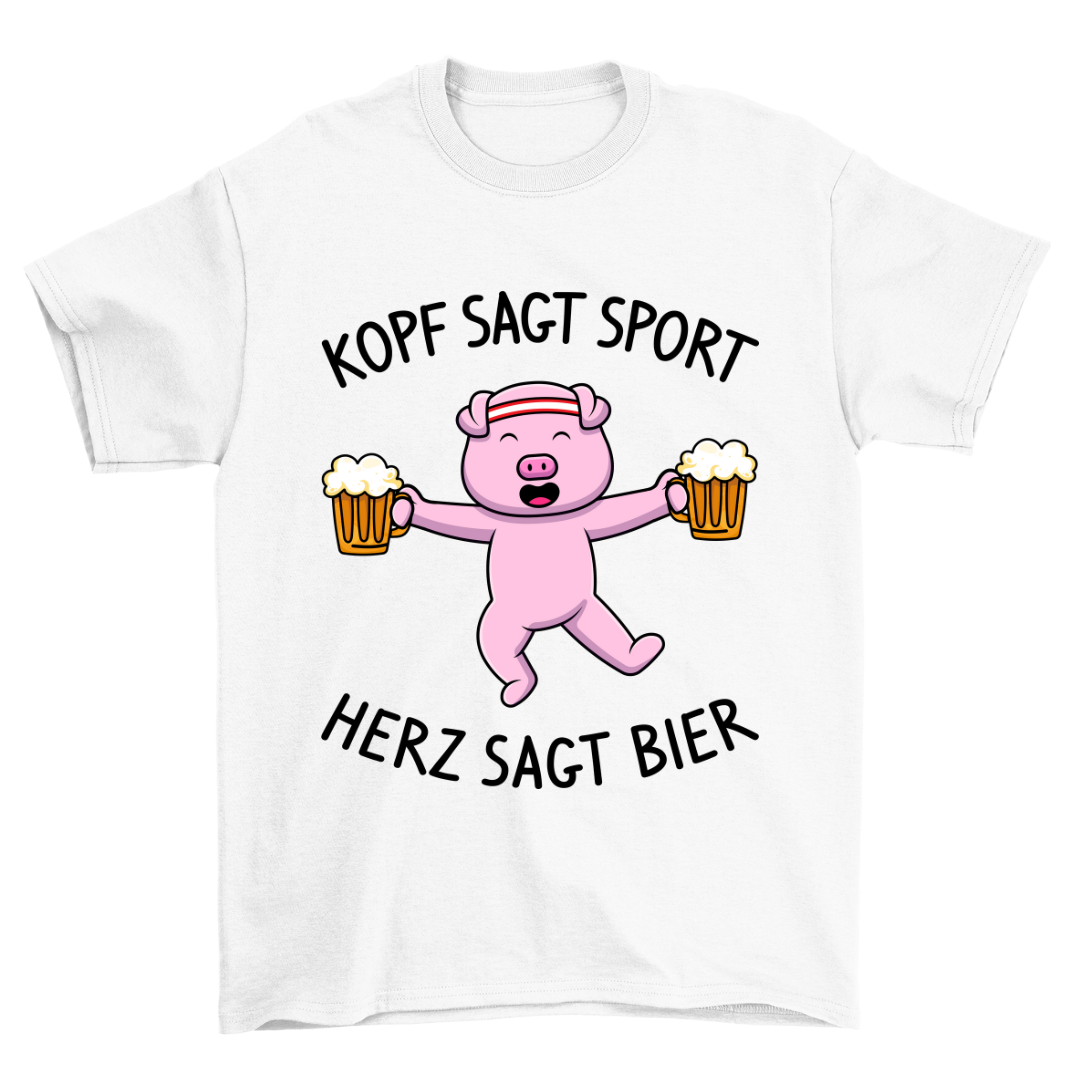 Herz Sagt Bier Schweinchen - Shirt Unisex