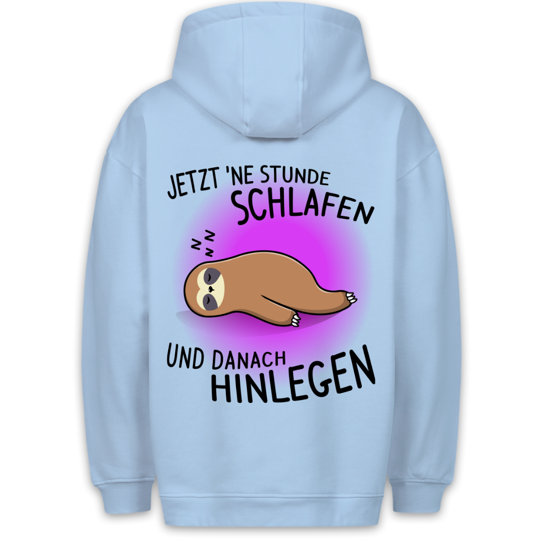 Schlafen Und Hinlegen Faultier - Hoodie Unisex Rückendruck