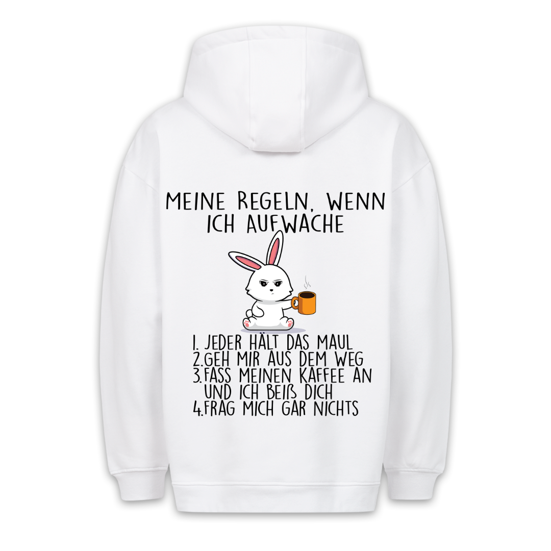 Aufwach Regeln Hase - Hoodie Unisex Rückendruck