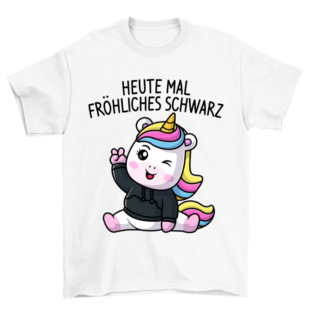 Fröhliches Schwarz Einhorn - Shirt Unisex