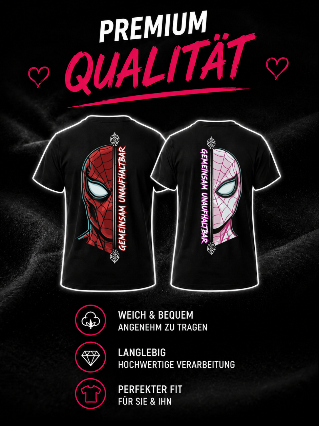 gemeinsam unaufhaltbar rosa rot - Shirt Couple Bündel