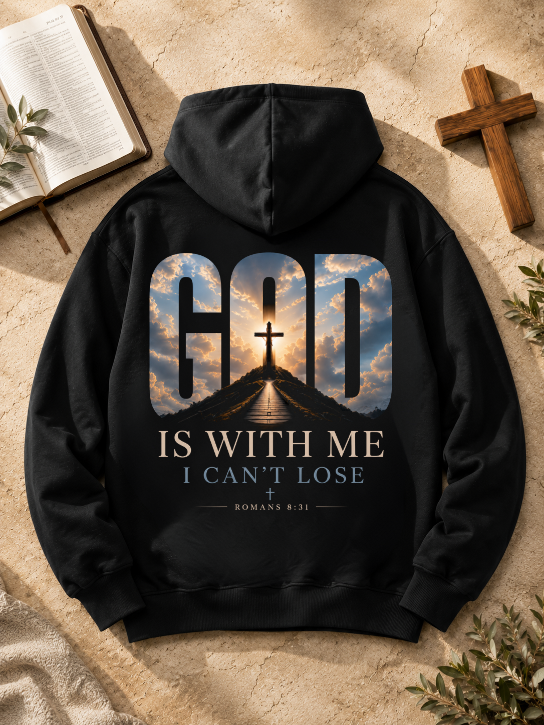 God is with me 2 - Hoodie Unisex Backprint