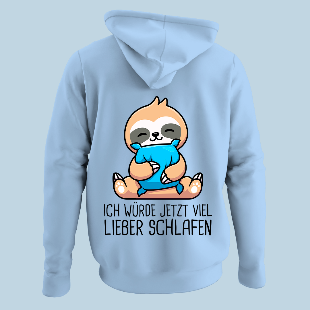 Schlafen Faultier - Hoodie Unisex Rückendruck