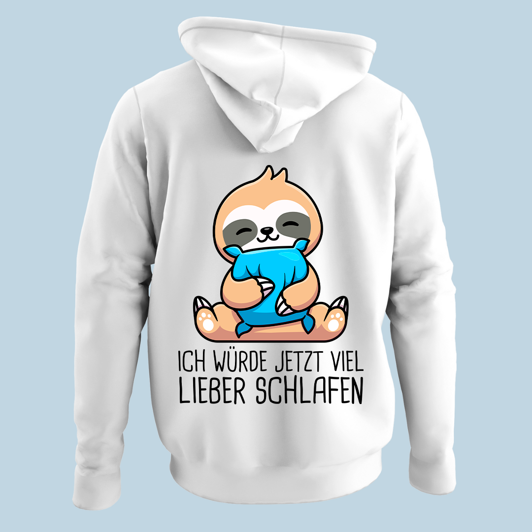 Schlafen Faultier - Hoodie Unisex Rückendruck