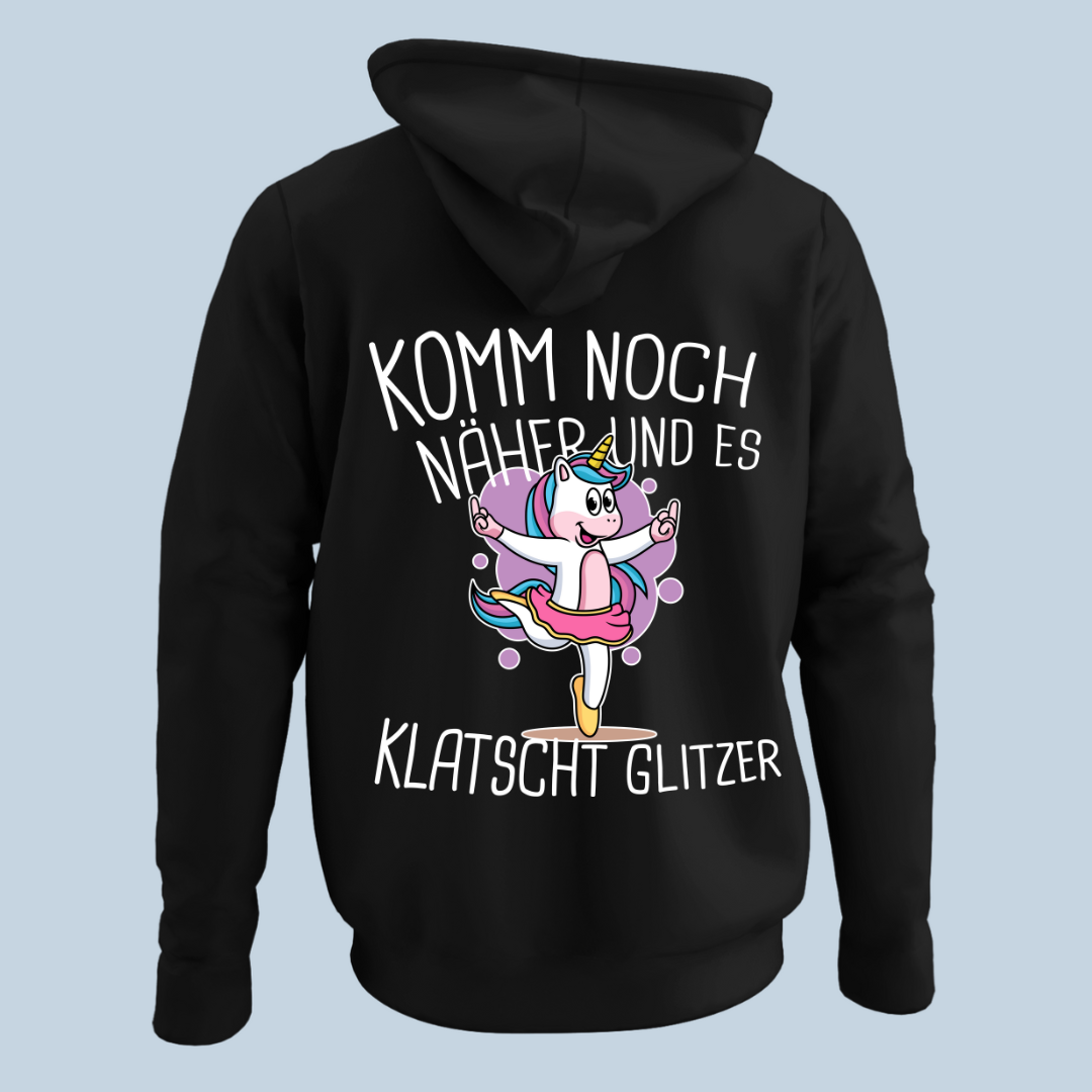 Glitzer Einhorn - Hoodie Unisex Rückendruck