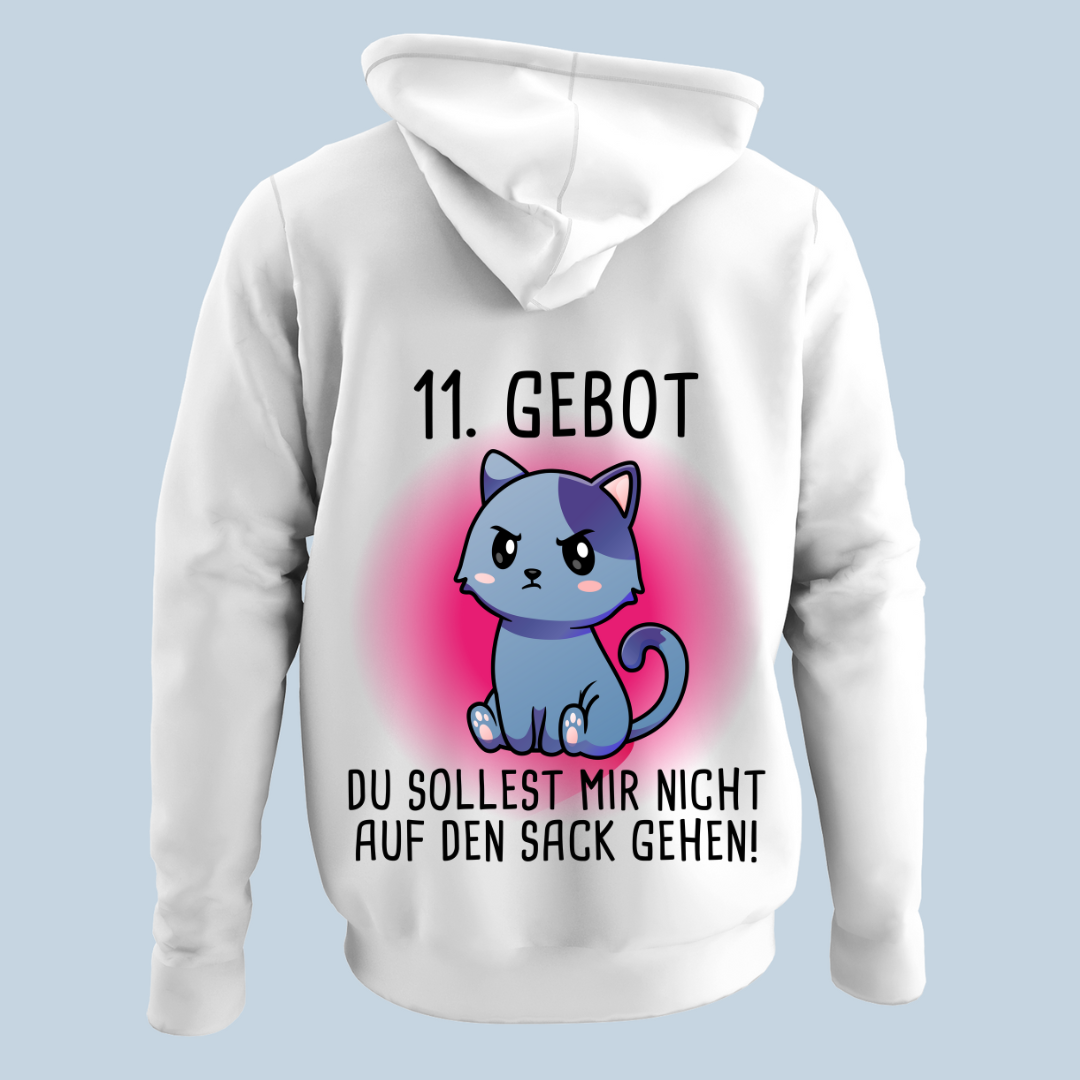 11. Gebot Katze - Hoodie Unisex Rückendruck