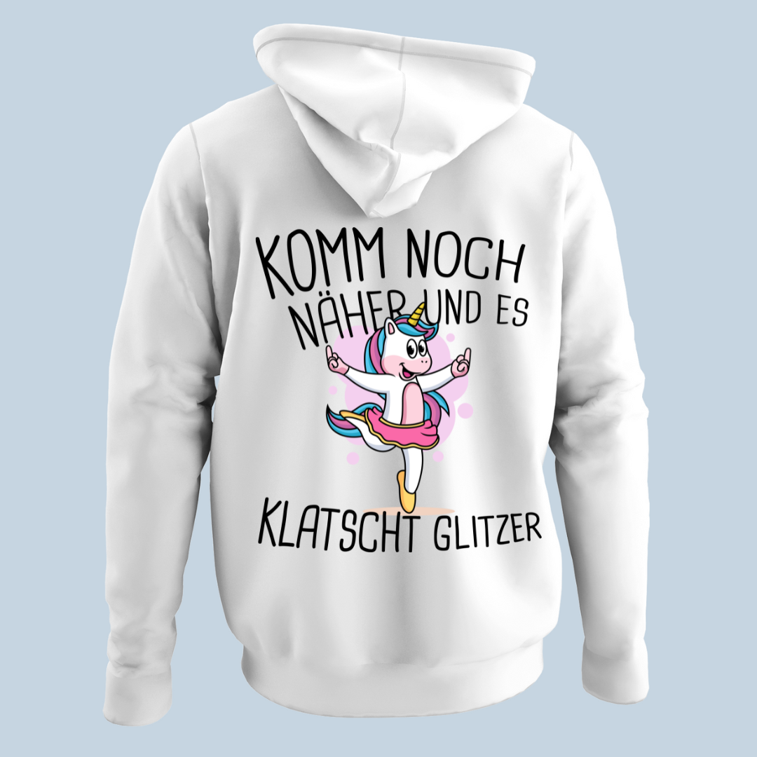 Glitzer Einhorn - Hoodie Unisex Rückendruck