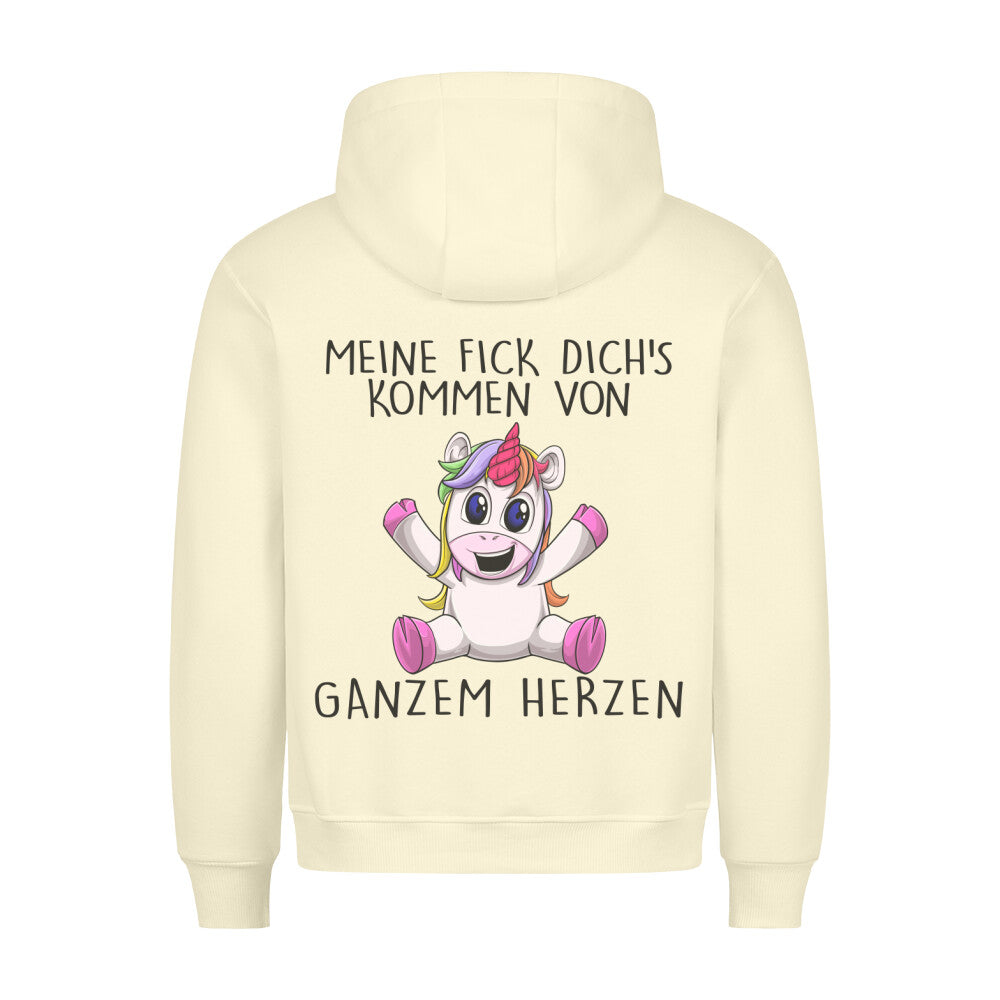 Herzen Unicorn- Hoodie Unisex Rückendruck