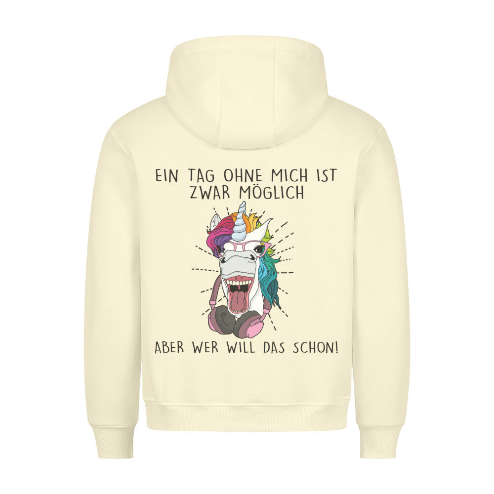 Ohne Mich Hipster Einhorn - Hoodie Unisex Rückendruck