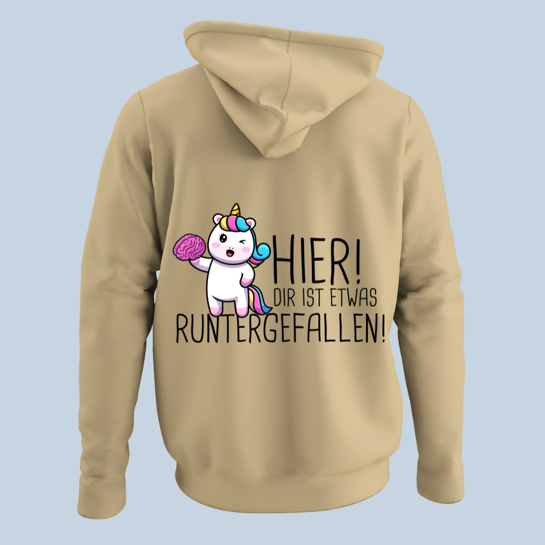 Runtergefallen Einhorn - Hoodie Unisex Rückendruck