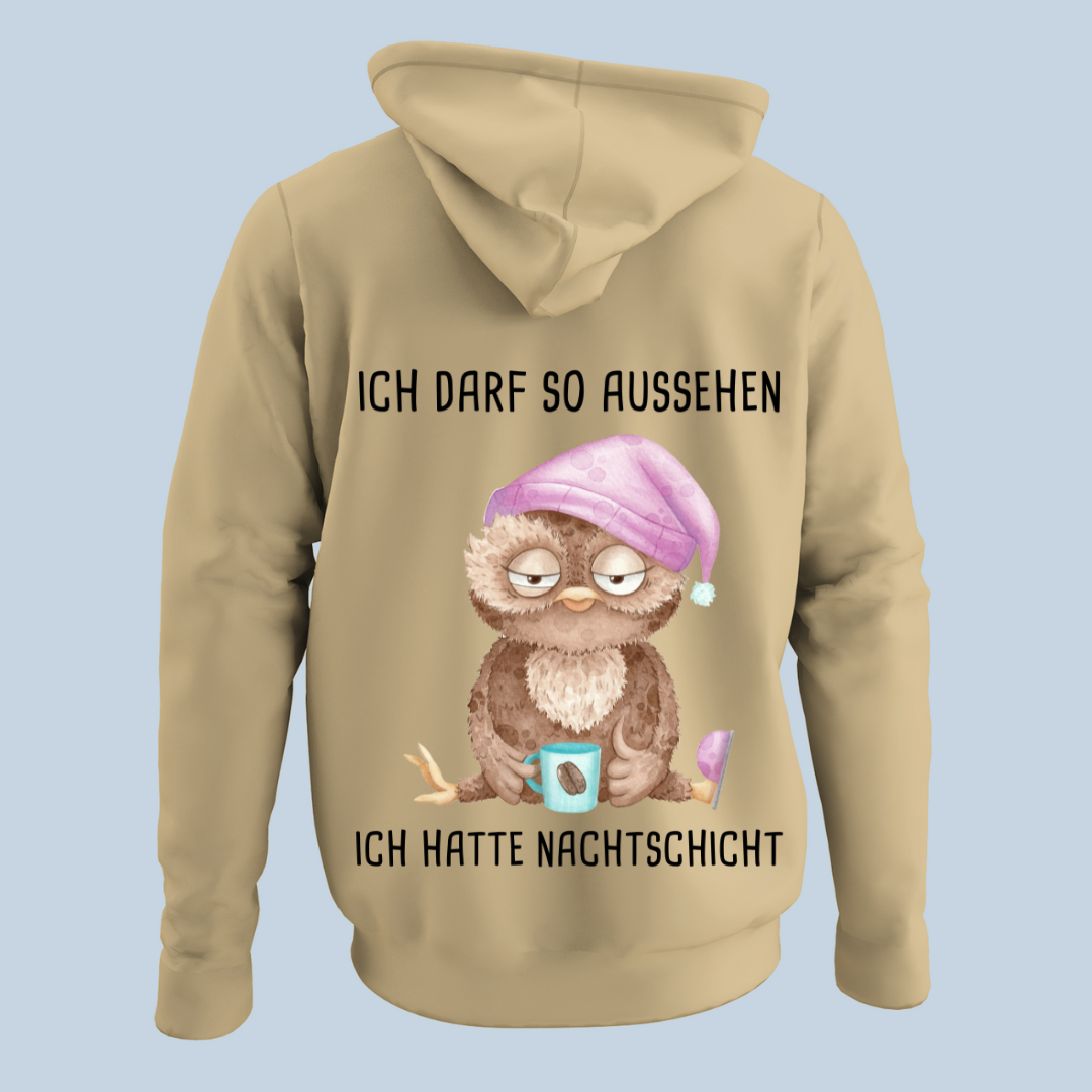 Nachtschicht Eule - Hoodie Unisex Rückendruck