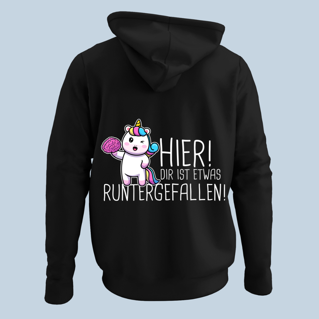 Runtergefallen Einhorn - Hoodie Unisex Rückendruck