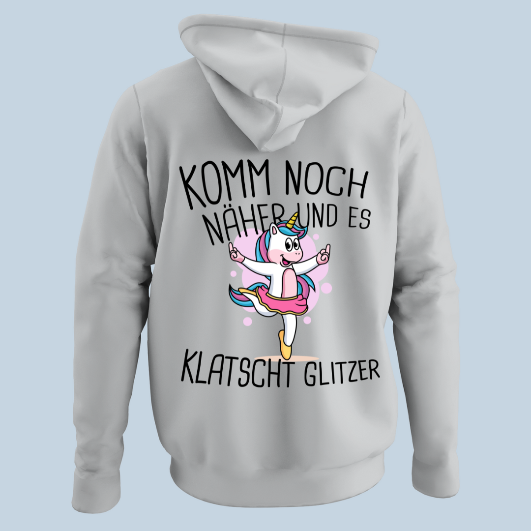 Glitzer Einhorn - Hoodie Unisex Rückendruck