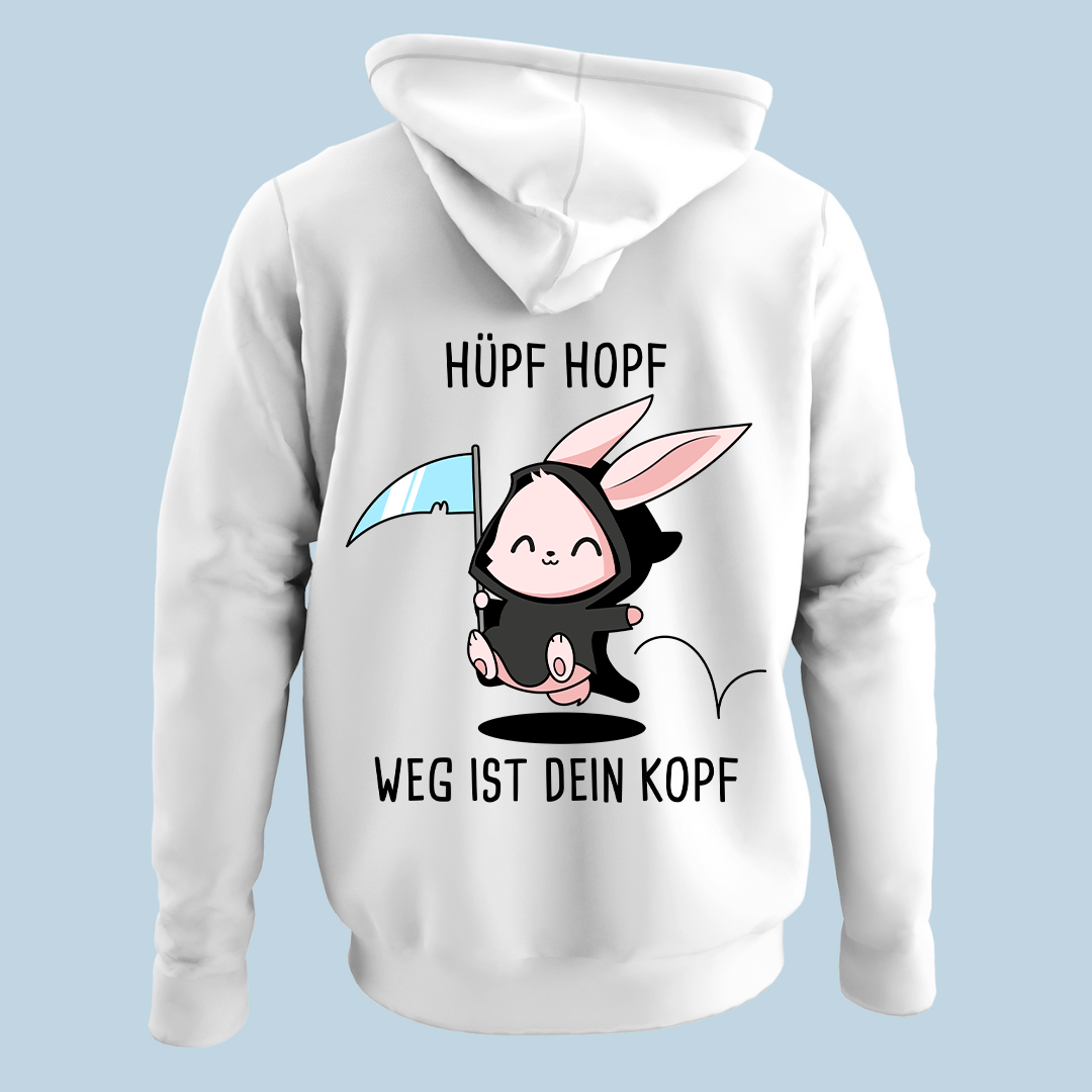 Hüpf Hopf Hase - Hoodie Unisex Rückendruck