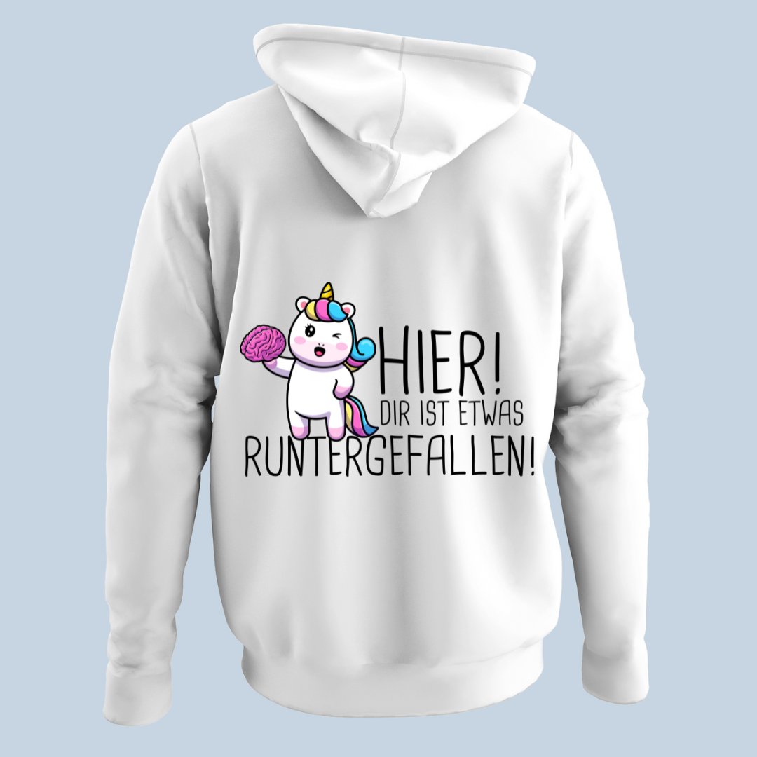 Runtergefallen Einhorn - Hoodie Unisex Rückendruck