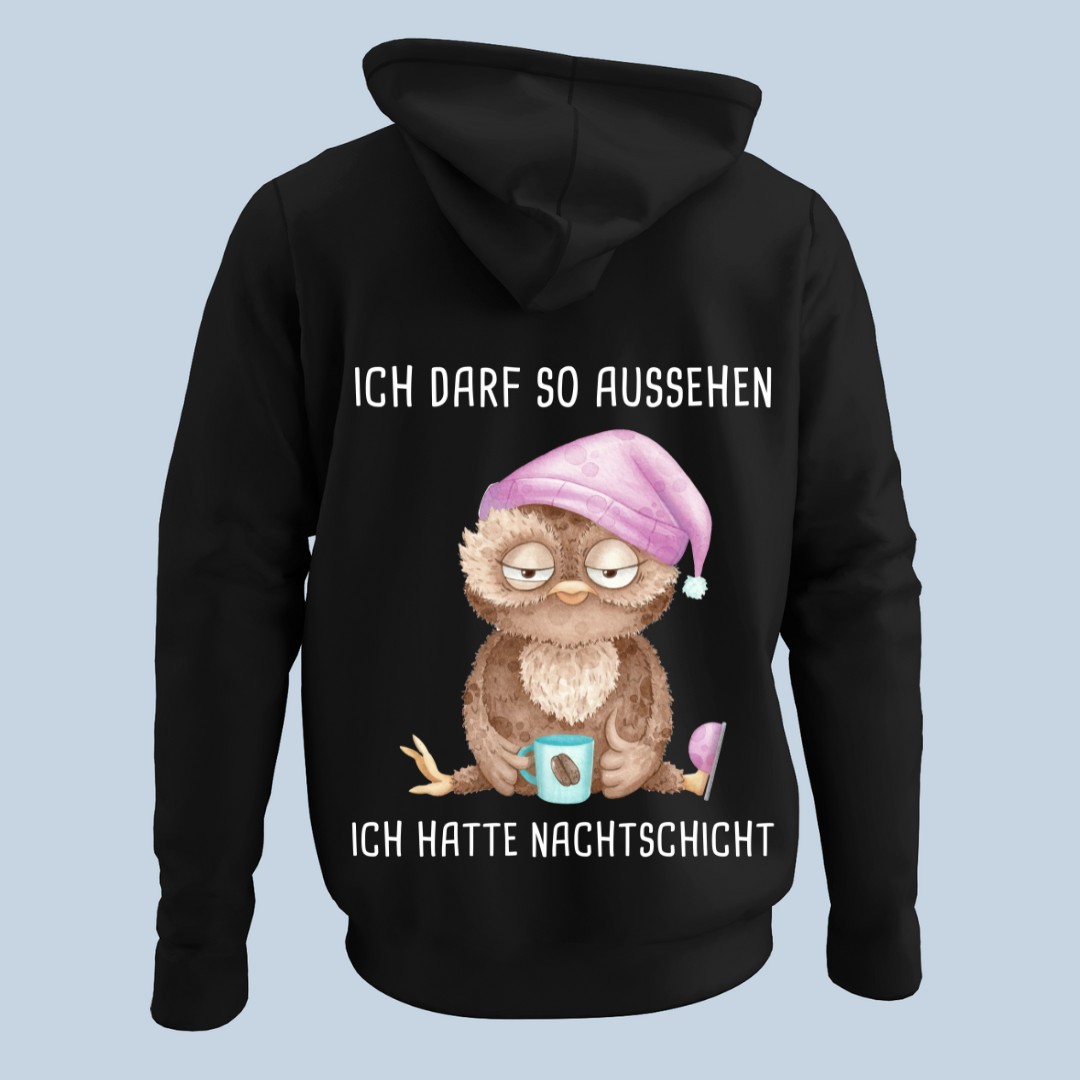 Nachtschicht Eule - Hoodie Unisex Rückendruck