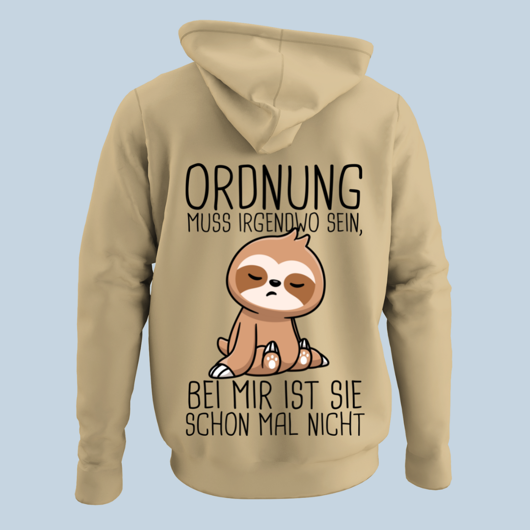 Ordnung Faultier - Hoodie Unisex Rückendruck