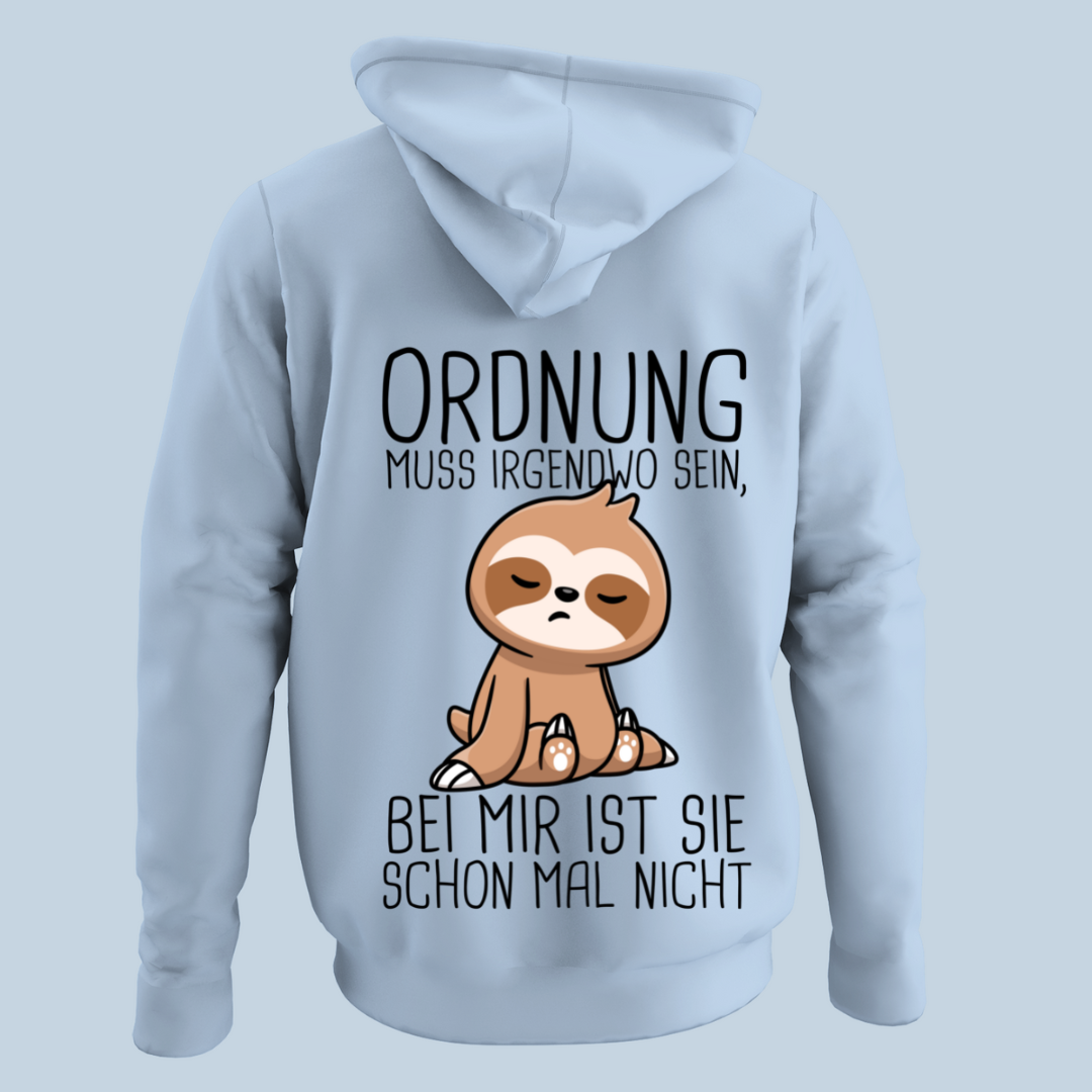 Ordnung Faultier - Hoodie Unisex Rückendruck