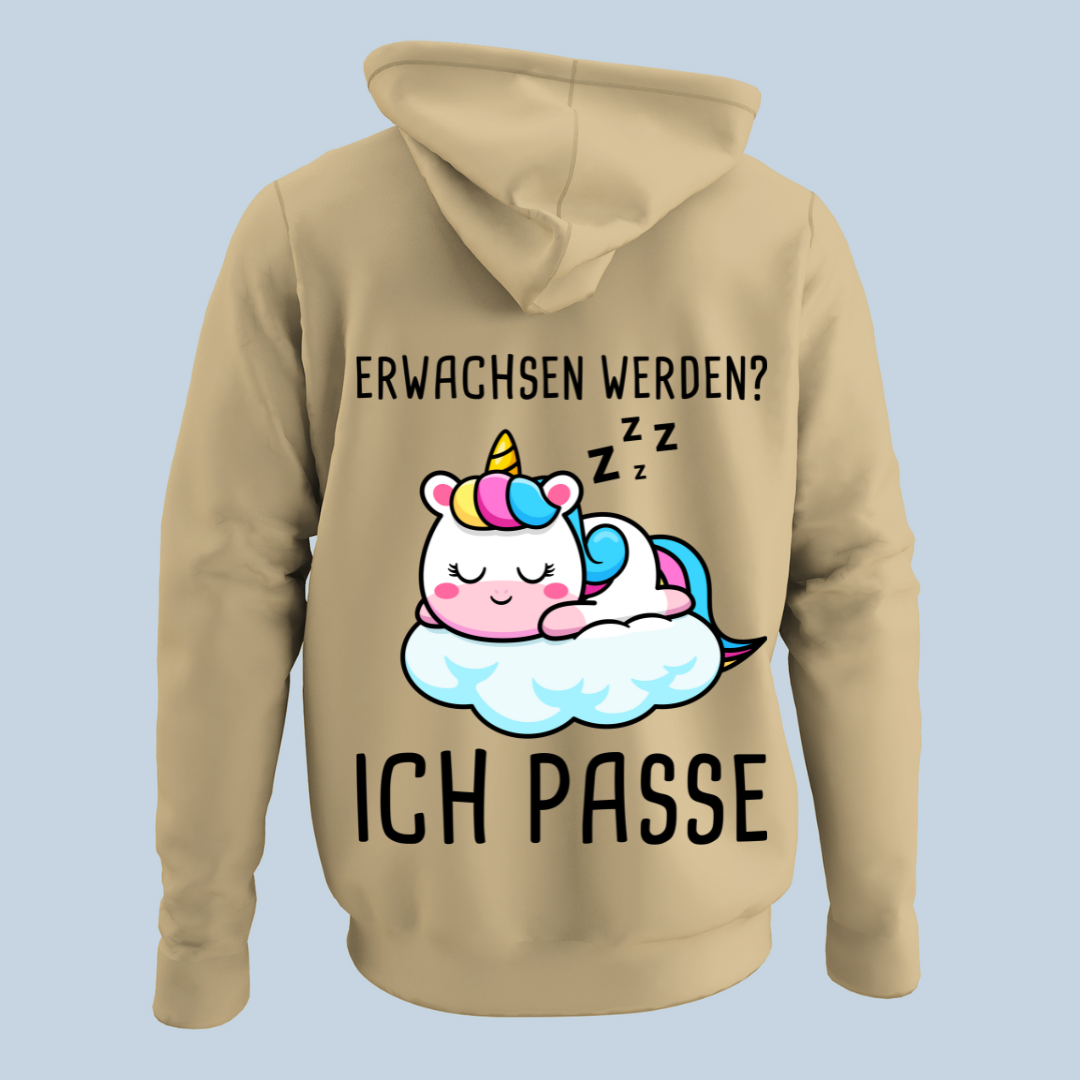 Ich Passe Einhorn - Hoodie Unisex Rückendruck