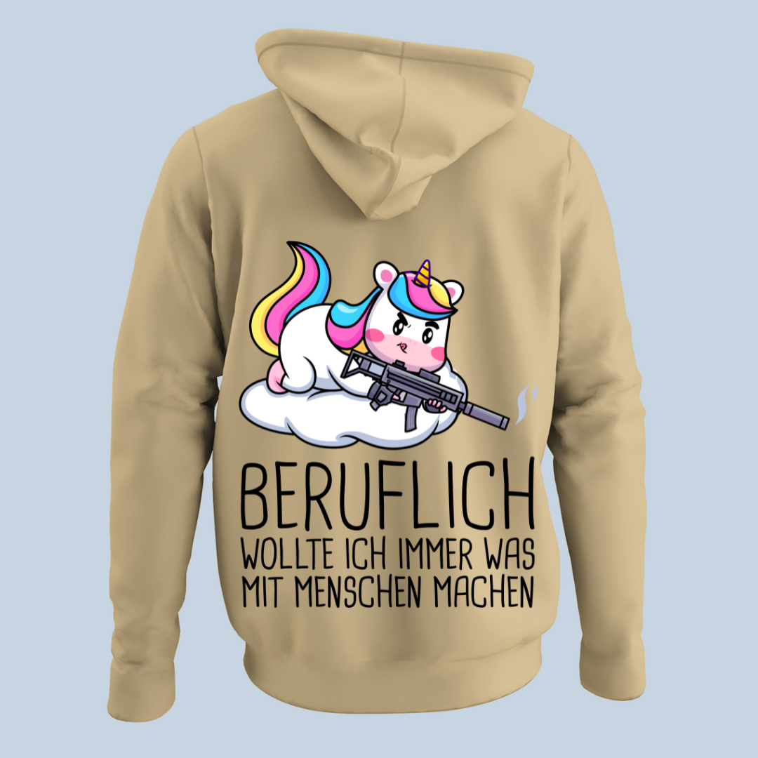 Beruflich Einhorn - Hoodie Unisex Rückendruck