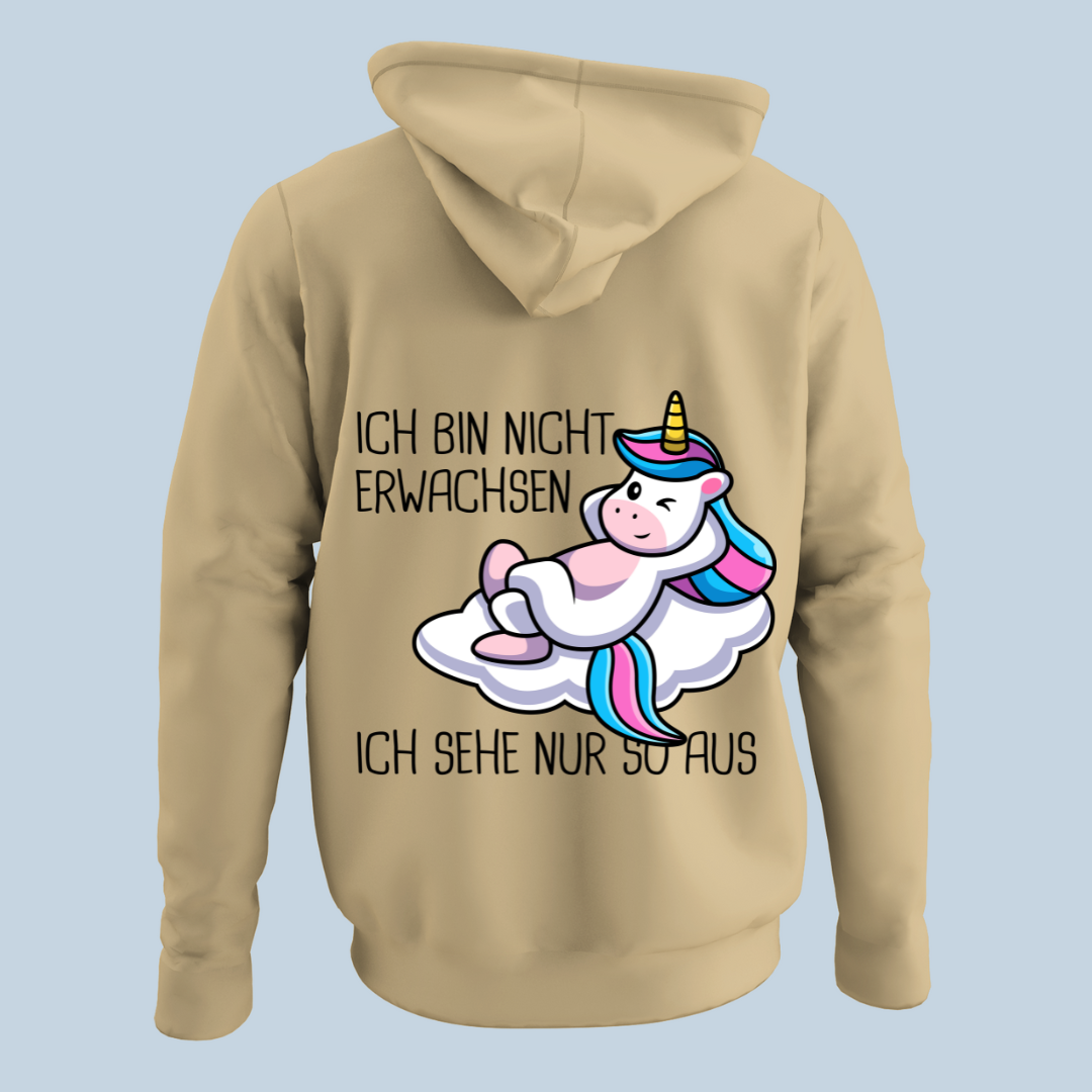 Nicht Erwachsen Einhorn - Hoodie Unisex Rückendruck