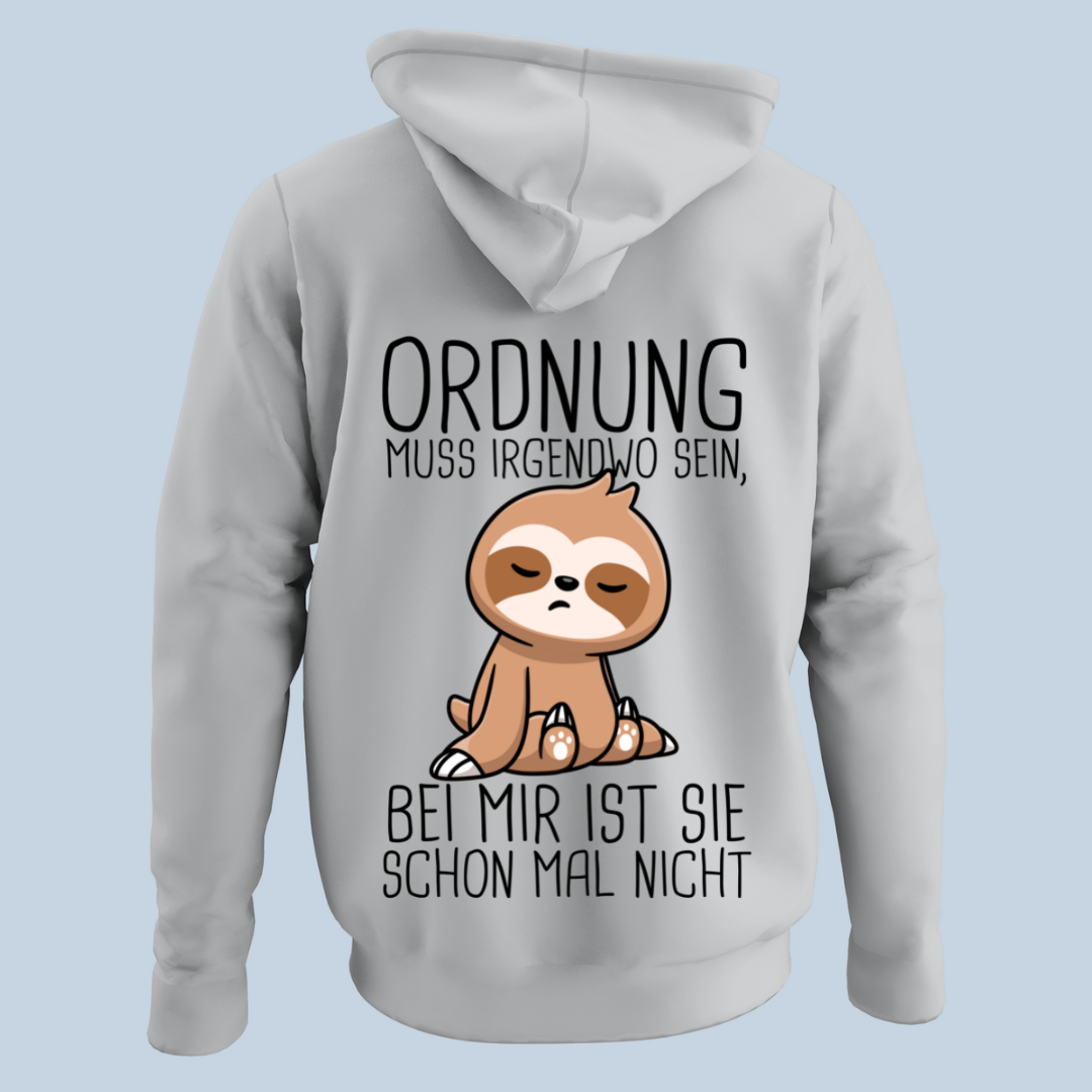 Ordnung Faultier - Hoodie Unisex Rückendruck