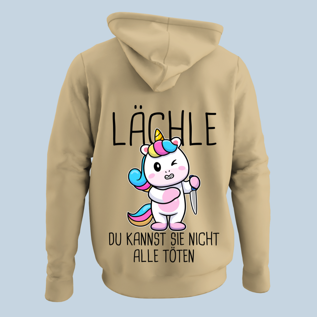 Lächle Einhorn - Hoodie Unisex Rückendruck