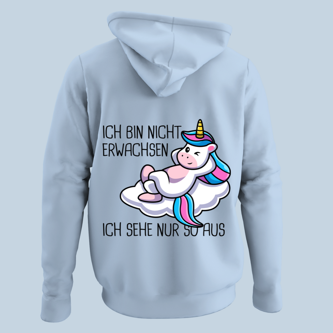 Nicht Erwachsen Einhorn - Hoodie Unisex Rückendruck