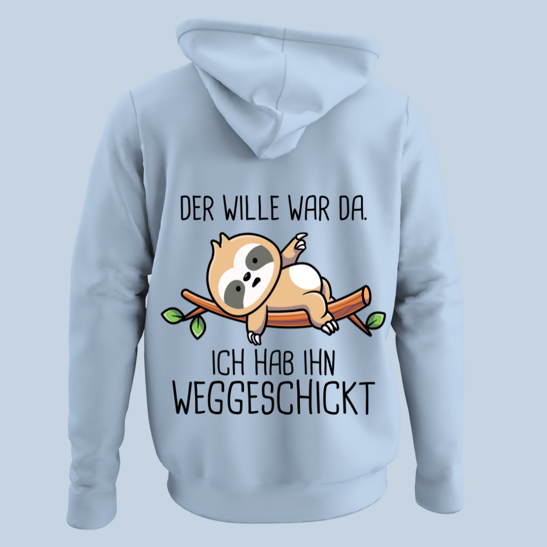 Weggeschickt Faultier - Hoodie Unisex Rückendruck