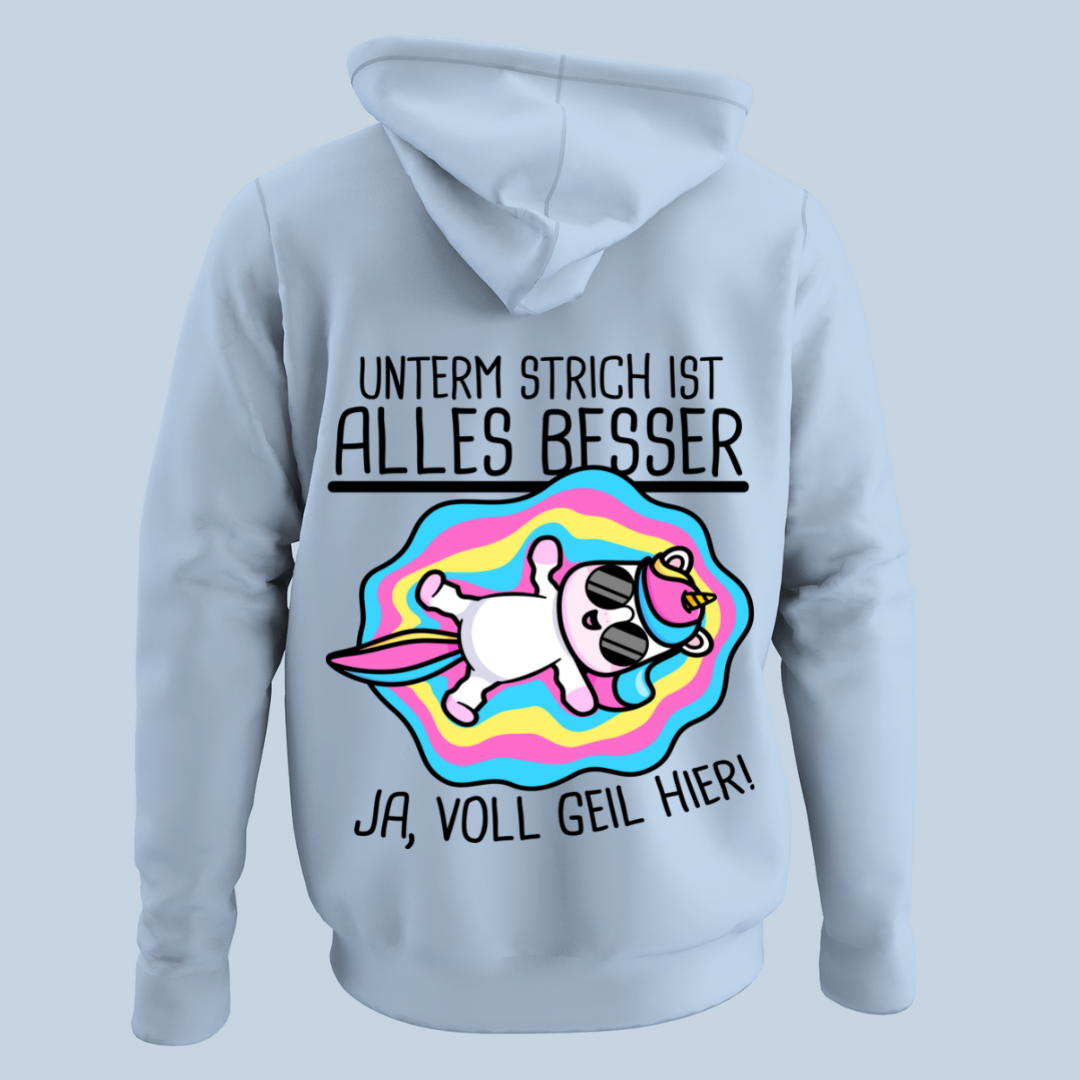 Strich Einhorn - Hoodie Unisex Rückendruck