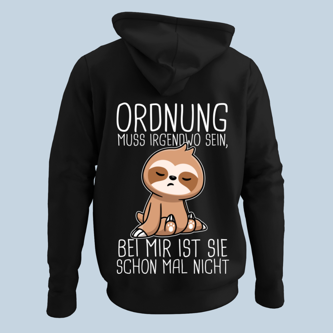 Ordnung Faultier - Hoodie Unisex Rückendruck