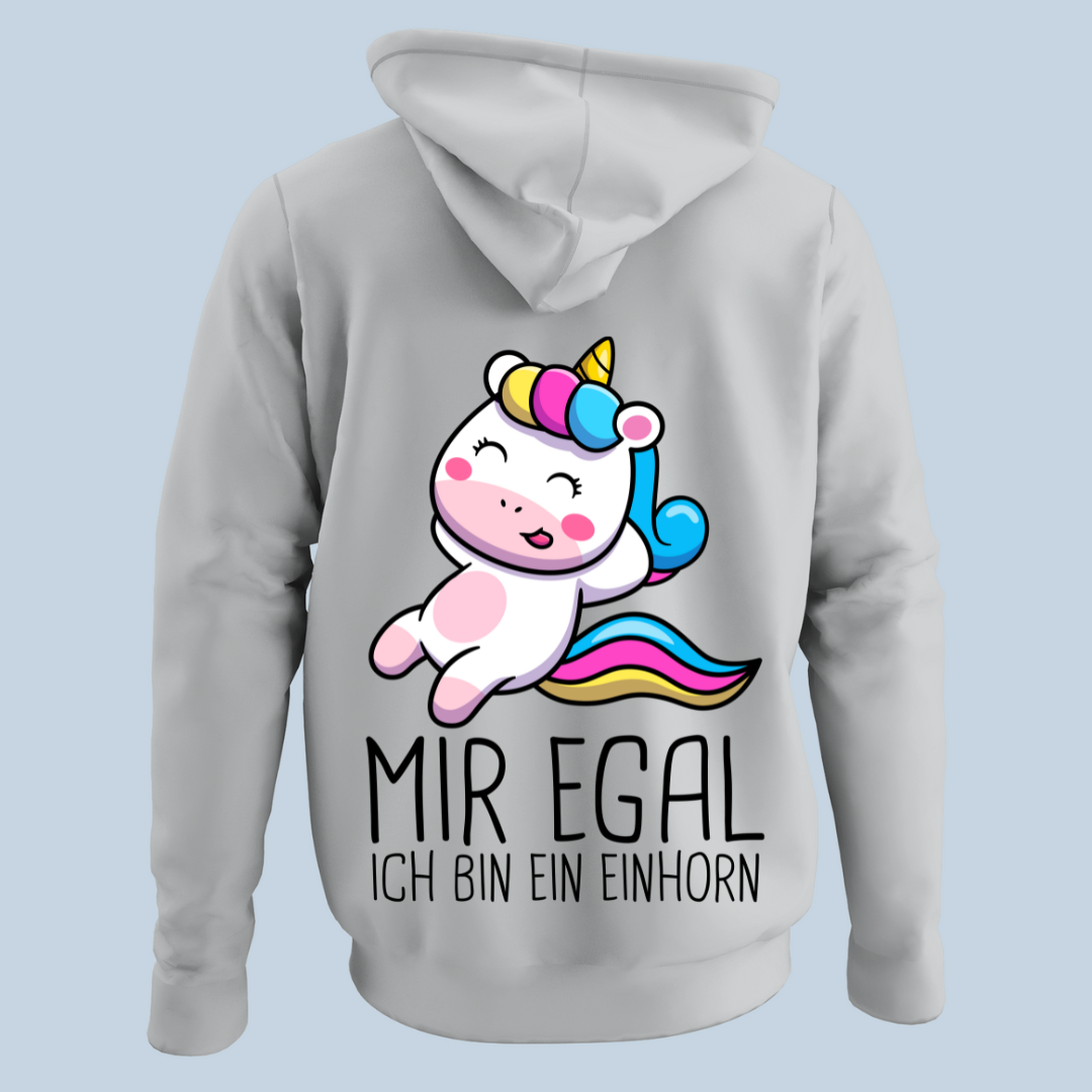 Mir Egal Einhorn - Hoodie Unisex Rückendruck