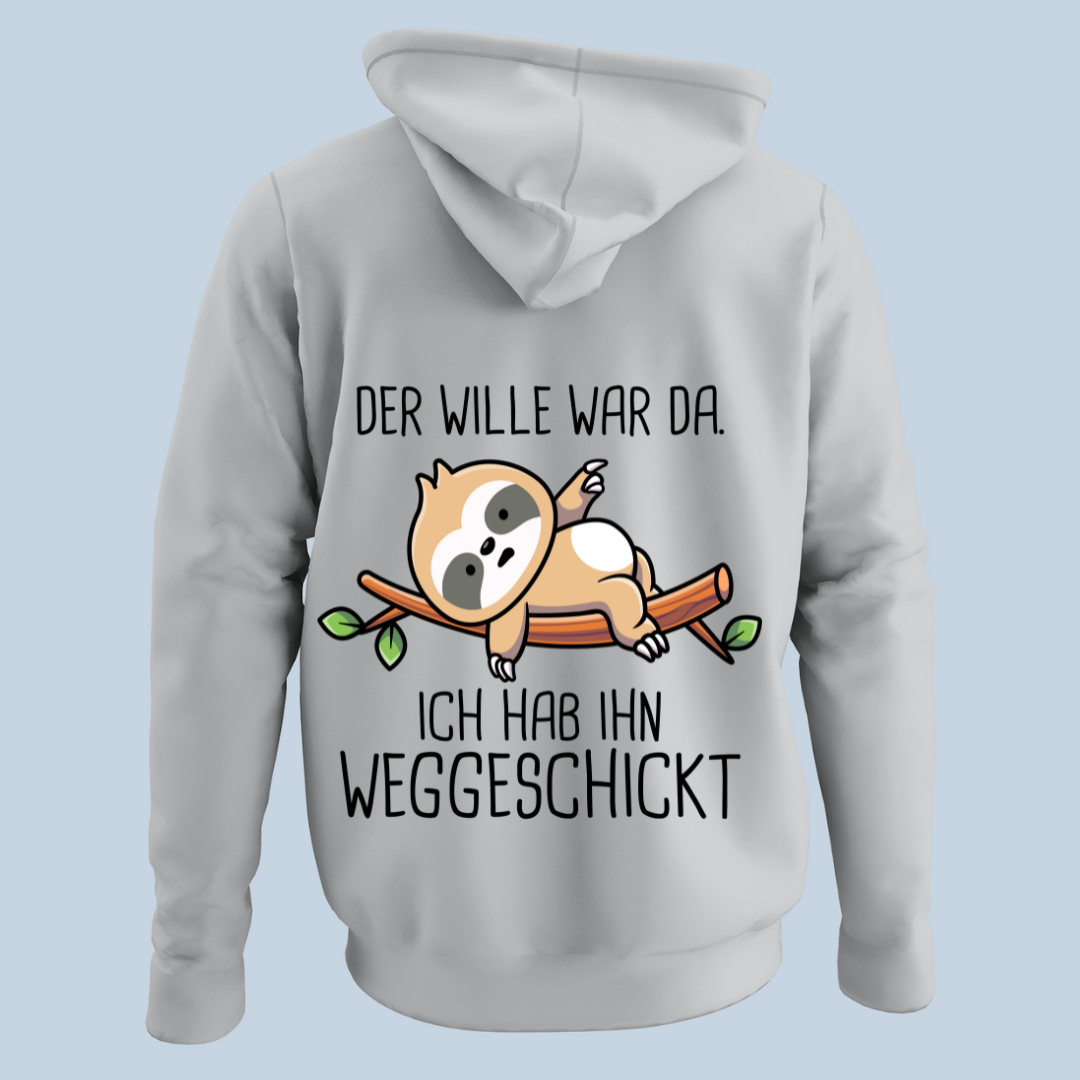 Weggeschickt Faultier - Hoodie Unisex Rückendruck