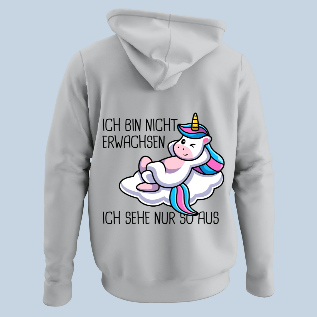 Nicht Erwachsen Einhorn - Hoodie Unisex Rückendruck