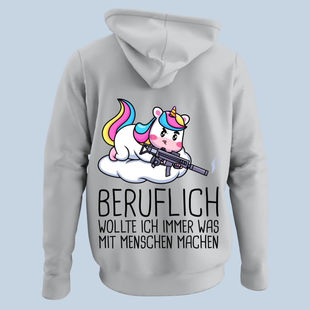 Beruflich Einhorn - Hoodie Unisex Rückendruck