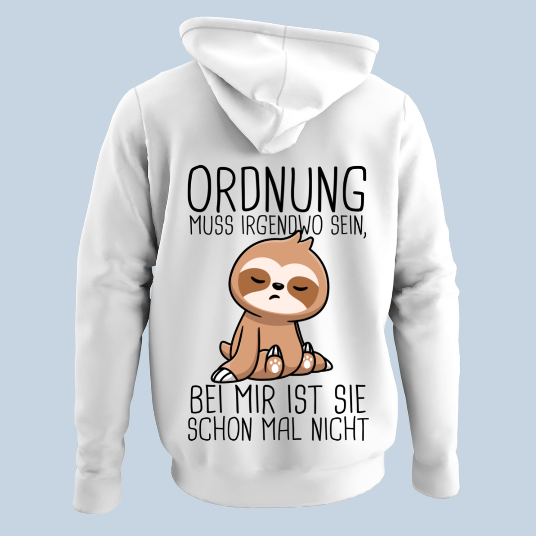 Ordnung Faultier - Hoodie Unisex Rückendruck