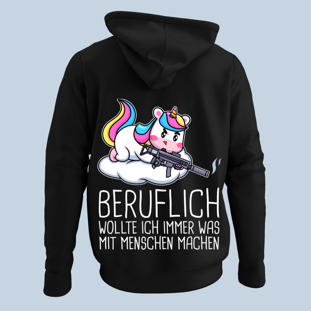 Beruflich Einhorn - Hoodie Unisex Rückendruck