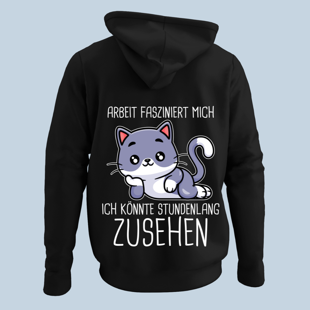 Fasziniert Katze - Hoodie Unisex Rückendruck