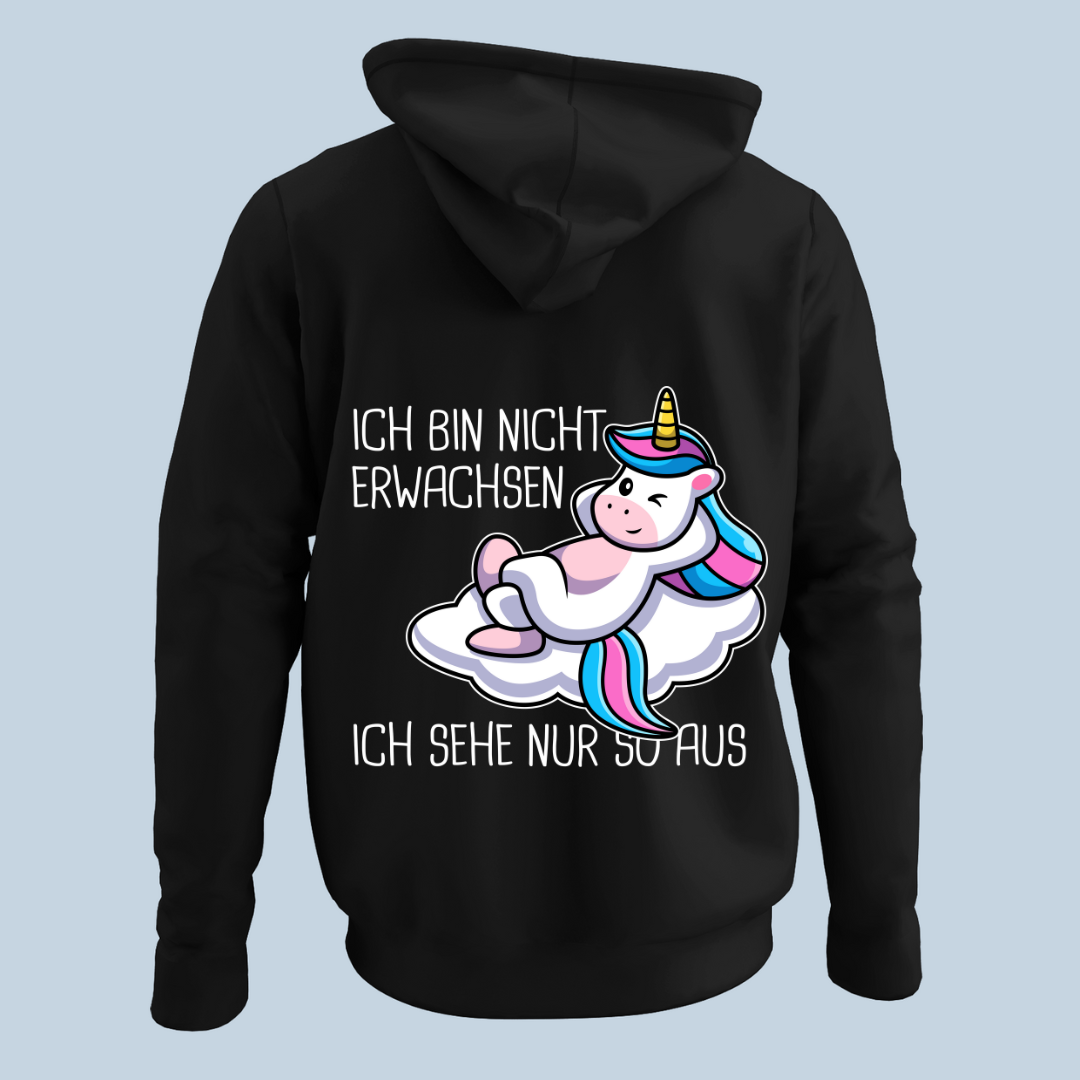 Nicht Erwachsen Einhorn - Hoodie Unisex Rückendruck