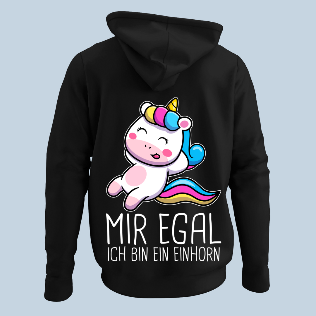 Mir Egal Einhorn - Hoodie Unisex Rückendruck