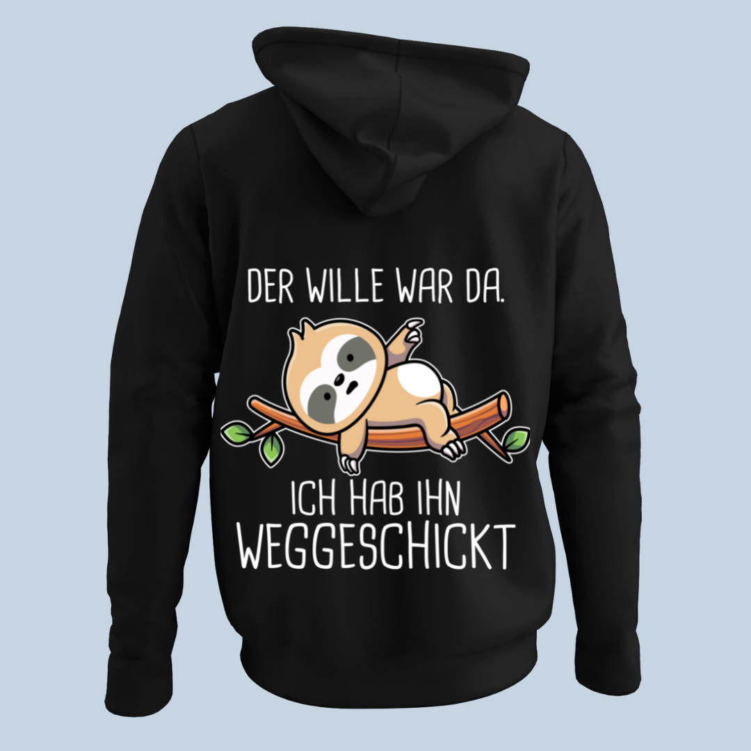 Weggeschickt Faultier - Hoodie Unisex Rückendruck