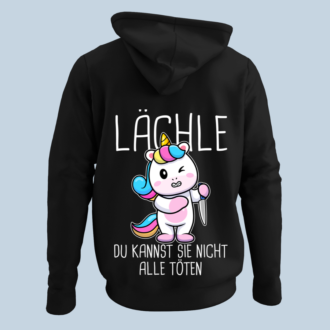 Lächle Einhorn - Hoodie Unisex Rückendruck