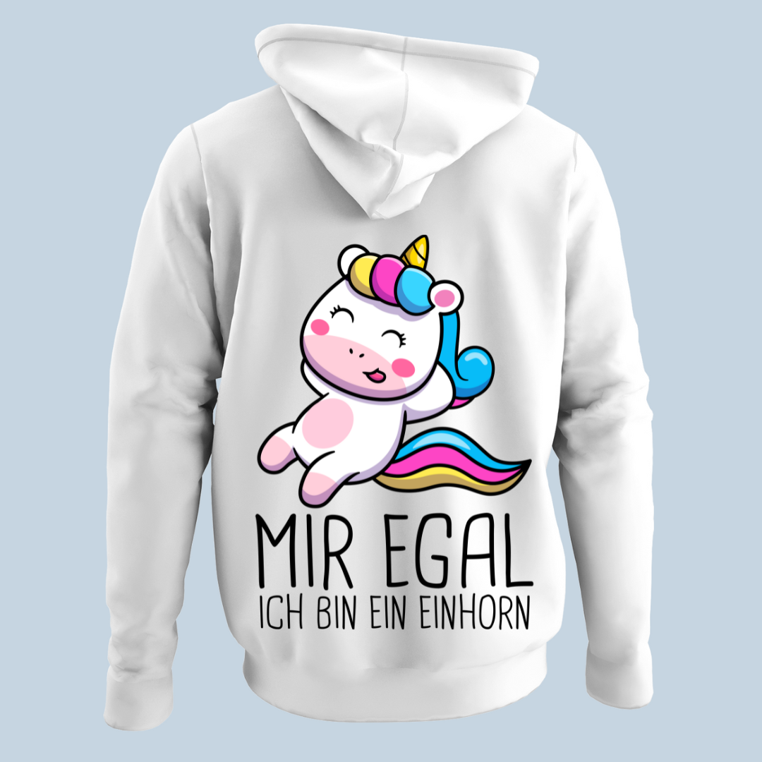 Mir Egal Einhorn - Hoodie Unisex Rückendruck