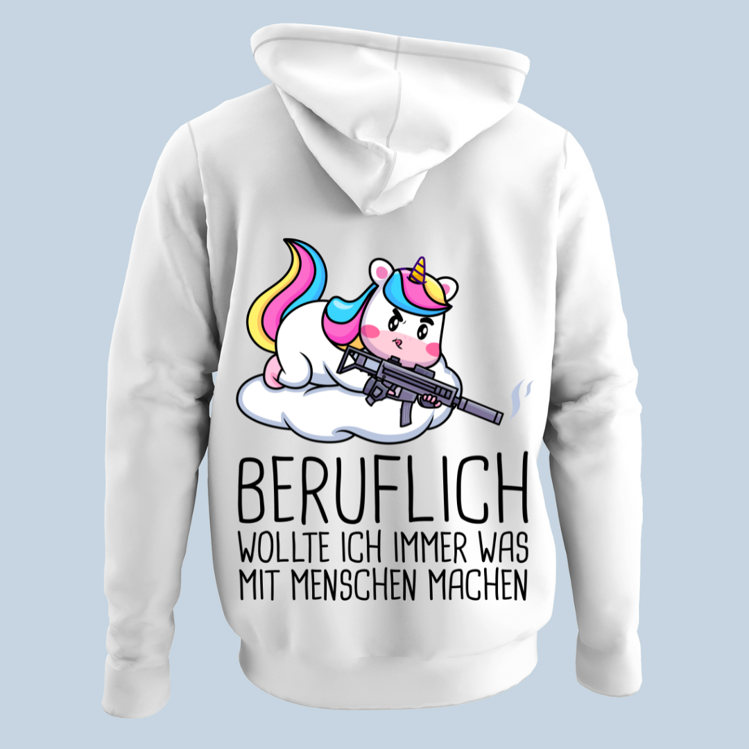 Beruflich Einhorn - Hoodie Unisex Rückendruck