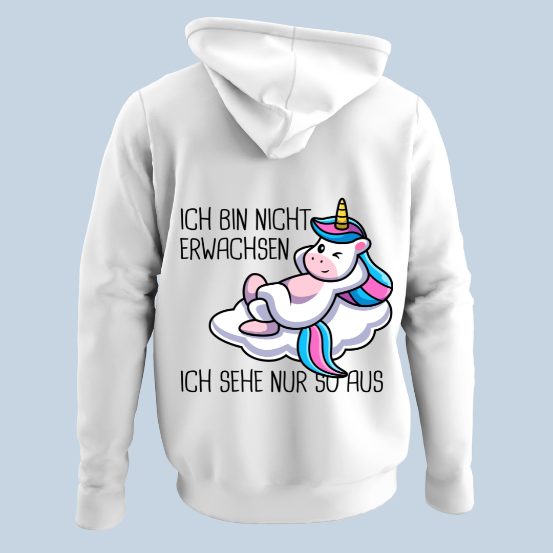 Nicht Erwachsen Einhorn - Hoodie Unisex Rückendruck