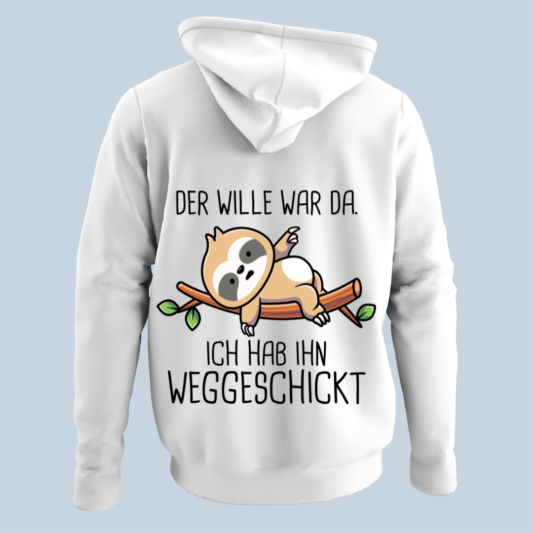 Weggeschickt Faultier - Hoodie Unisex Rückendruck