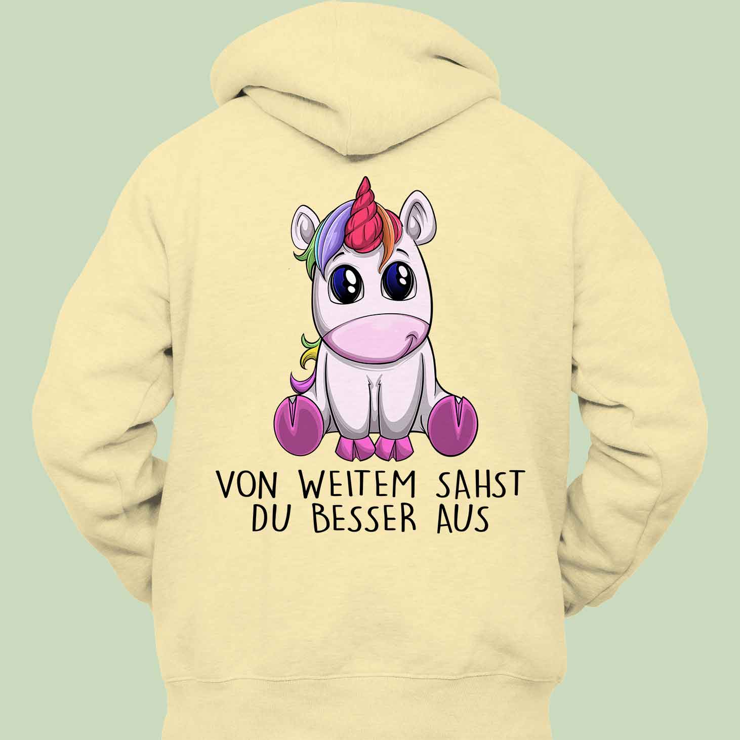 Aussehen Einhorn - Hoodie Unisex Rückendruck