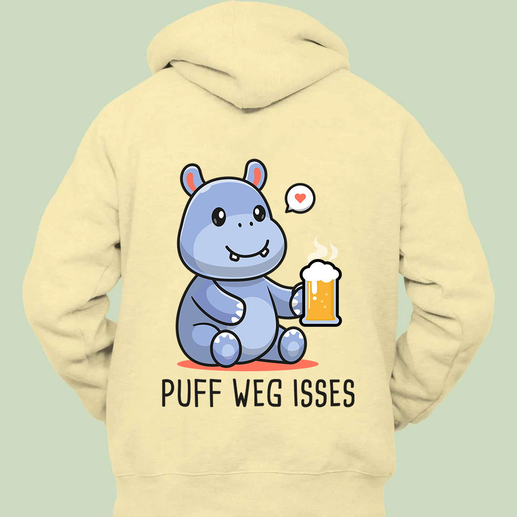 Weg Nilpferd - Hoodie Unisex Rückendruck