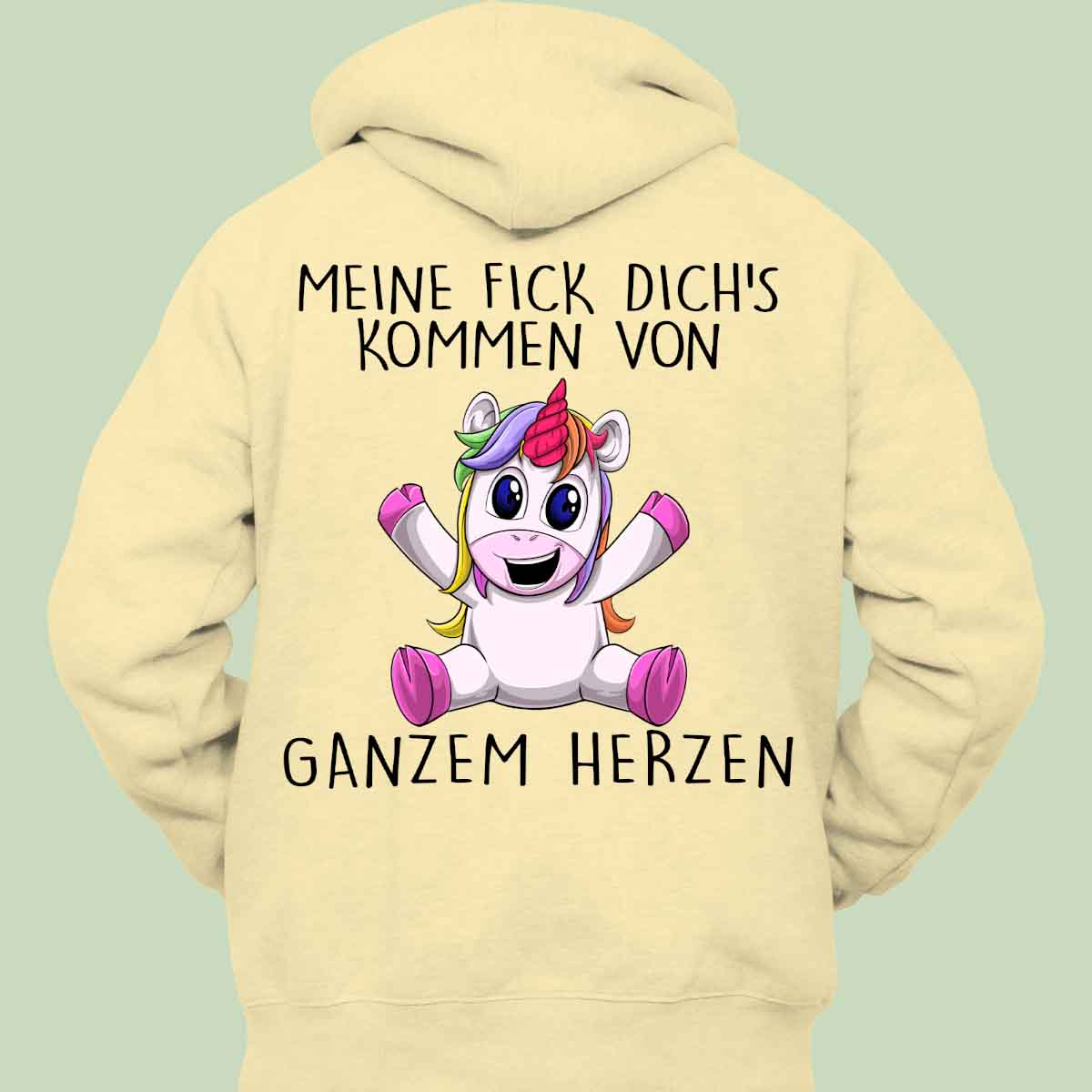 Herzen Unicorn- Hoodie Unisex Rückendruck