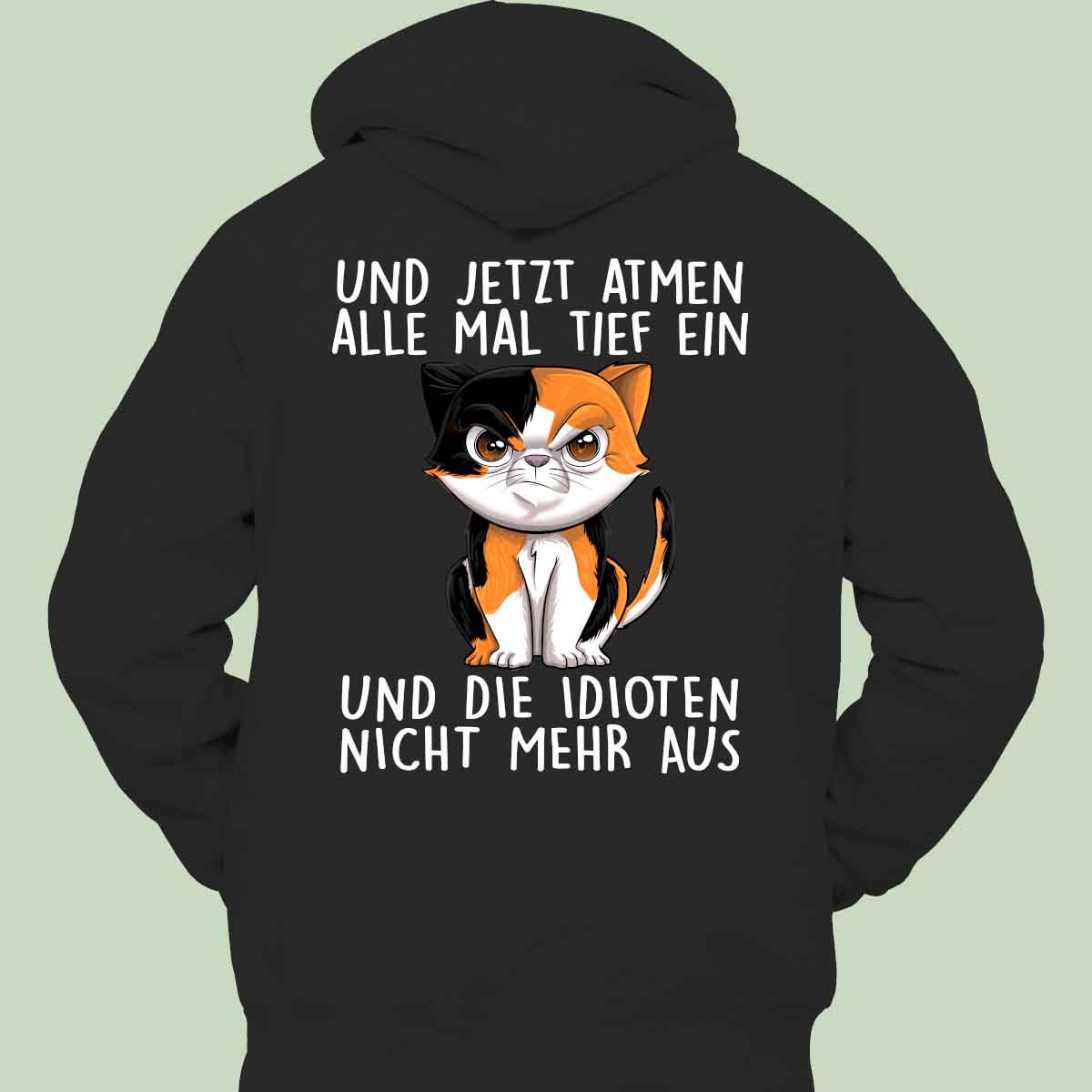 Einatmen Böse Katze - Hoodie Unisex Rückendruck